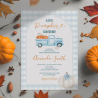 A Little Pumpkin Blue Truck Gingham Baby Shower