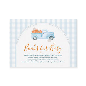 A Little Pumpkin Blue Truck Gingham Books for Baby Enclosure Card