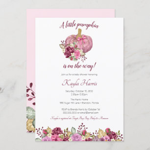 A little pumpkin blush & burgundy fall baby shower invitation