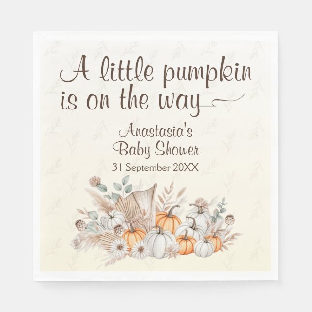A Little Pumpkin Boho Baby Shower Napkins (Front)