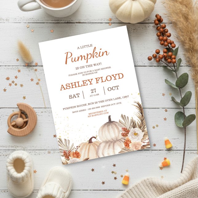A Little Pumpkin — Boho Halloween Baby Shower Invitation (Creator Uploaded)