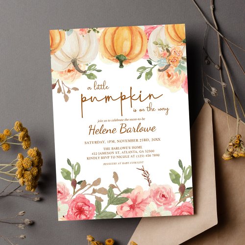 A Little Pumpkin Boho Rustic Fall Baby Shower Invitation