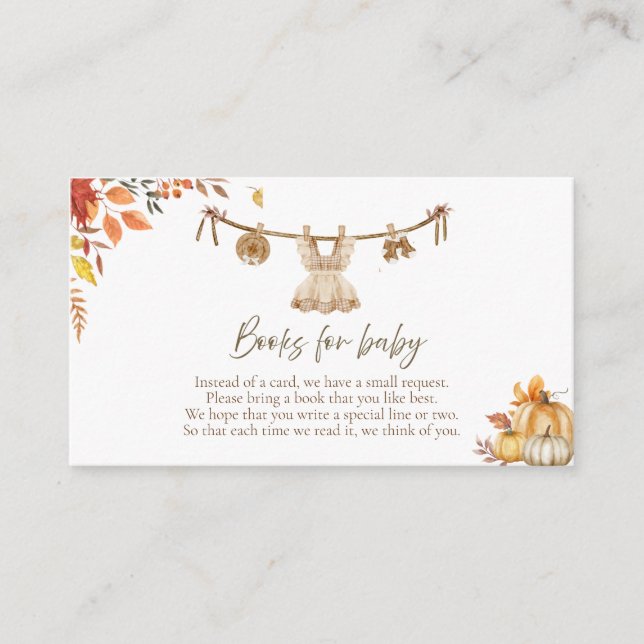A Little Pumpkin Books for Baby, Laundry Boho Fall Enclosure Card (Front)