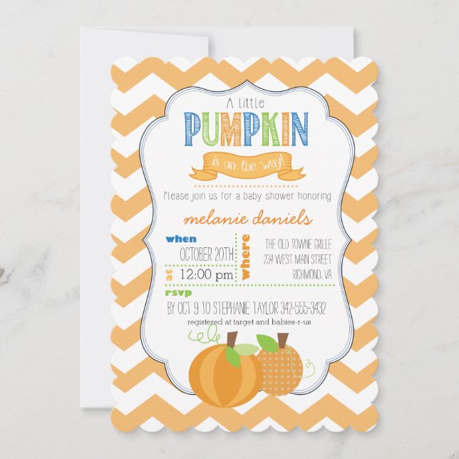 A Little Pumpkin Boy Baby Shower Invitation (Front)