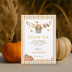 A Little Pumpkin Boy Baby Shower Thank You Card