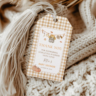 A Little Pumpkin Boy Clothesline Fall Baby Shower Gift Tags