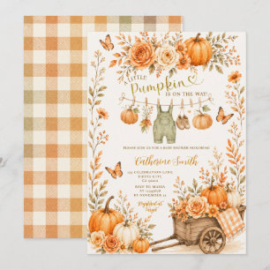 A little Pumpkin Clothesline Floral Baby Shower Invitation