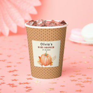 A Little Pumpkin Cute Fall Rustic Baby Shower Paper Cups