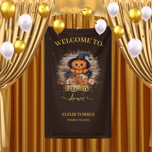 A Little Pumpkin Cute Kawaii Glitters Baby Shower Banner