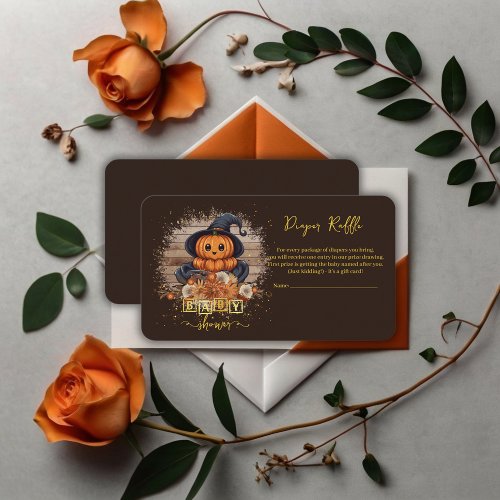 A Little Pumpkin Cute Kawaii Glitters Baby Shower Enclosure Card