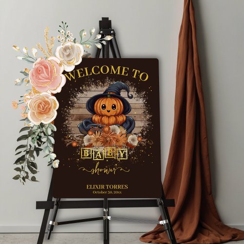 A Little Pumpkin Cute Kawaii Glitters Baby Shower Foam Board