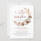 A Little Pumpkin Cute Rustic Rose Gold Baby Shower Invitation (Front)