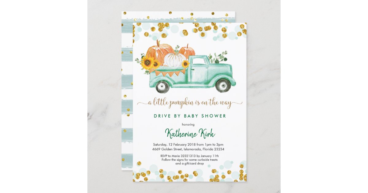 Download Paper Fall Pumpkin Drive By Baby Shower Invitations Invitations Announcements