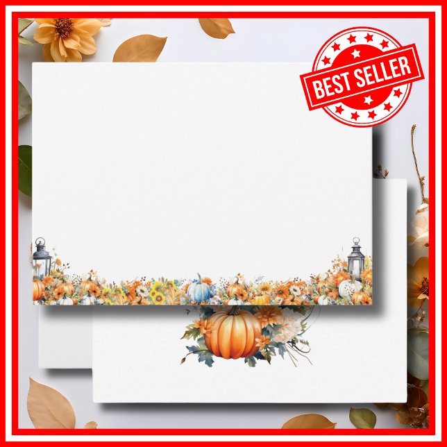 A Little Pumpkin Fall Autumn Baby Shower BLANK Note Card (BLANK A Little Pumpkin is on the Way Fall Autumn Floral Baby Shower Note Card )