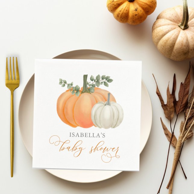 A Little Pumpkin Fall Autumn Baby Shower  Napkins (pumpkin baby shower paper napkins)