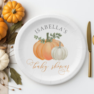 A Little Pumpkin Fall Autumn Baby Shower Paper Plates