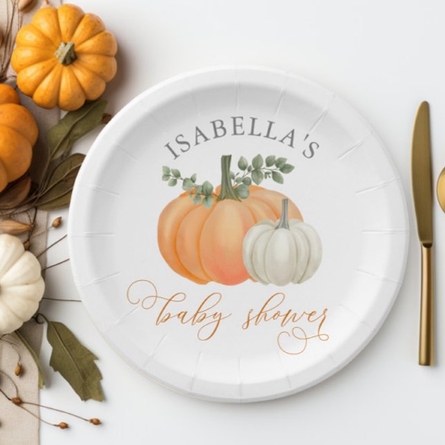 A Little Pumpkin Fall Autumn Baby Shower  Paper Plates (Pumpkin Baby Shower Paper Plate)