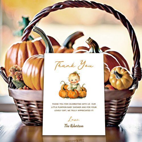 A Little Pumpkin Fall Autumn Baby Shower Thank You Card