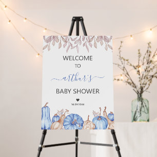 A Little Pumpkin Fall Autumn Blue Baby Shower Foam Board