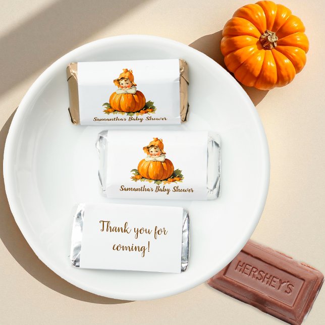 A Little Pumpkin Fall Autumn Cute Girl Baby Shower Hershey's Miniatures (Creator Uploaded)