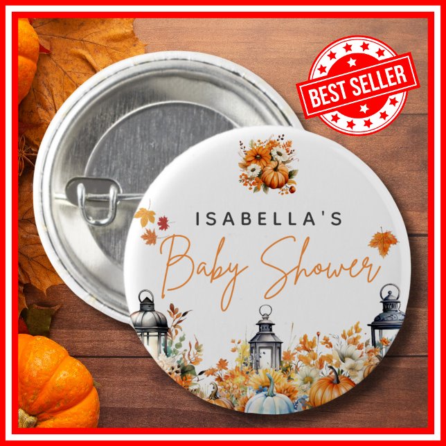 A Little Pumpkin Fall Autumn Floral Baby Shower Button (A Little Pumpkin is on the Way Fall Autumn Floral Baby Shower Buttons)