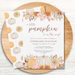 A Little Pumpkin Fall Autumn Floral Baby Shower Invitation