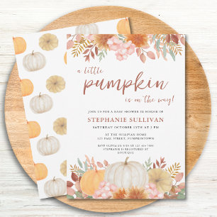 A Little Pumpkin Fall Autumn Floral Baby Shower Invitation
