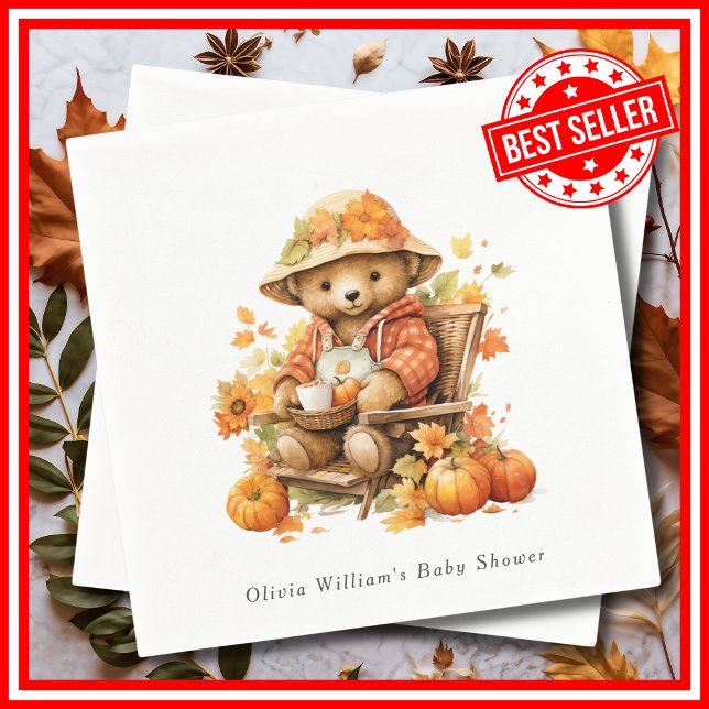 A Little Pumpkin Fall Autumn Floral Baby Shower Napkins (A Little Pumpkin is on the Way Fall Autumn Floral Baby Shower Napkins)