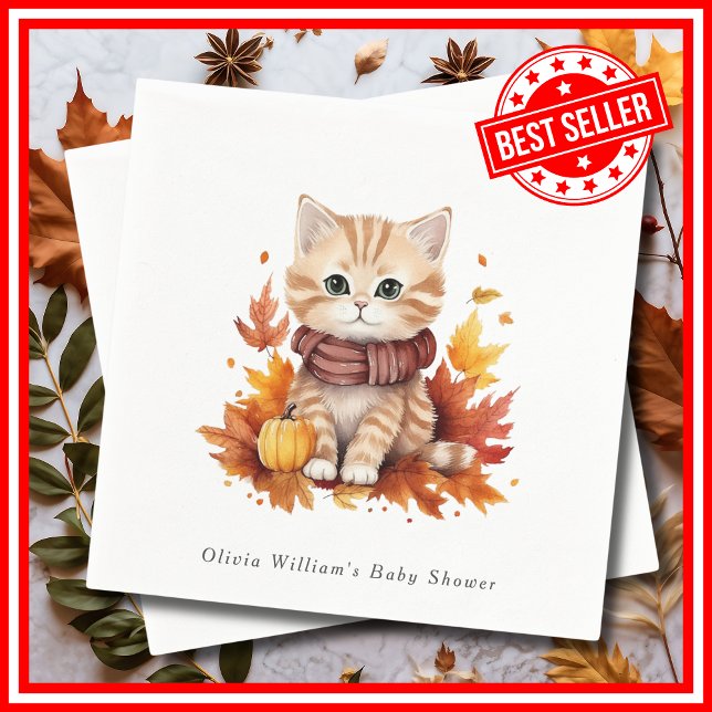 A Little Pumpkin Fall Autumn Floral Baby Shower Napkins (A Little Pumpkin is on the Way Fall Autumn Floral Baby Shower Napkins)