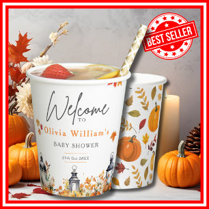 A Little Pumpkin Fall Autumn Floral Baby Shower Paper Cups