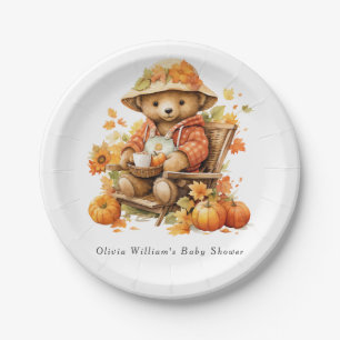 A Little Pumpkin Fall Autumn Floral Baby Shower Paper Plates