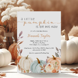 A Little Pumpkin Fall Baby Boy Shower Invitation
