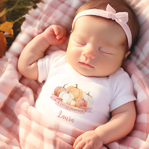 A Little Pumpkin Fall Baby Girl Custom Name T-Shirt