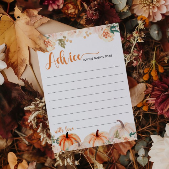 A Little Pumpkin Fall Baby Shower Advice Card (Creator Uploaded)