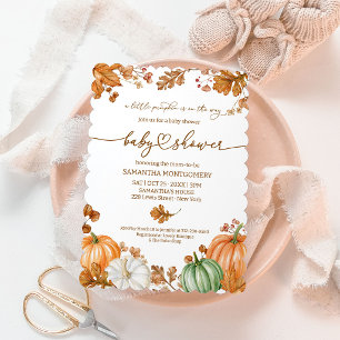 A Little Pumpkin Fall Baby Shower Autumn Leaves Invitation