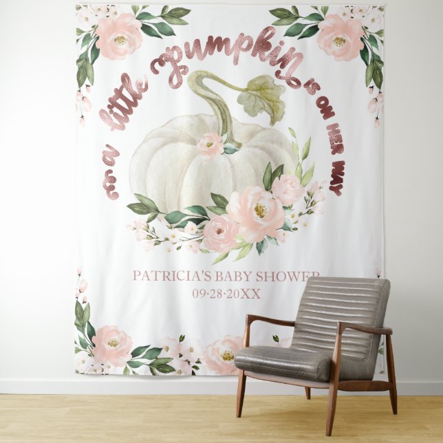 A Little Pumpkin Fall Baby Shower Backdrop (In Situ)