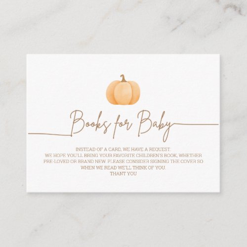 A Little Pumpkin Fall Baby Shower Book Request Enclosure Card