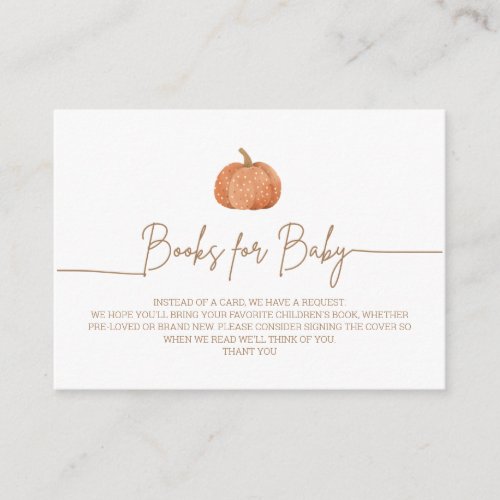 A Little Pumpkin Fall Baby Shower Book Request Enclosure Card