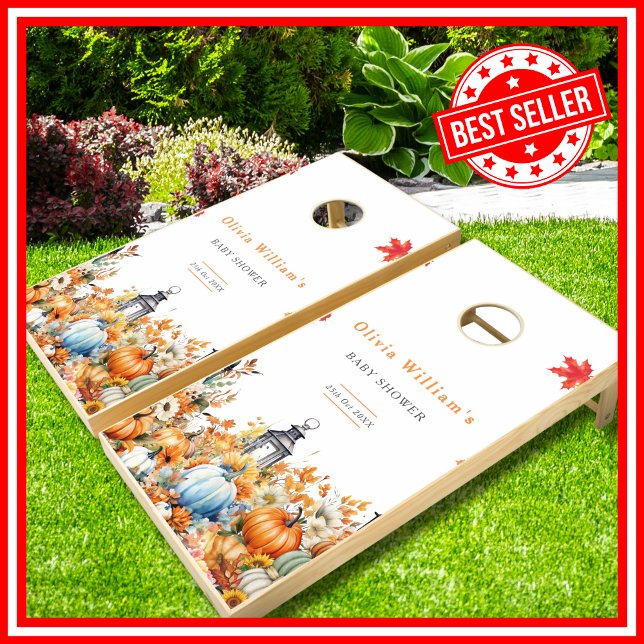 A Little Pumpkin Fall Baby Shower Cornhole Set (A Little Pumpkin is on the Way Fall Autumn Floral Baby Shower Cornhole Set)