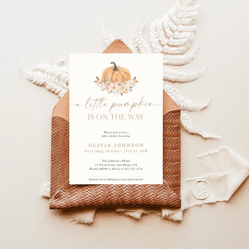 A Little Pumpkin Fall Baby Shower  Fall Girl Baby Invitation