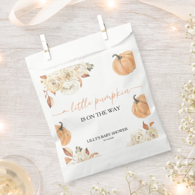 A Little Pumpkin Fall Baby Shower  Favor Bag (Clipped)