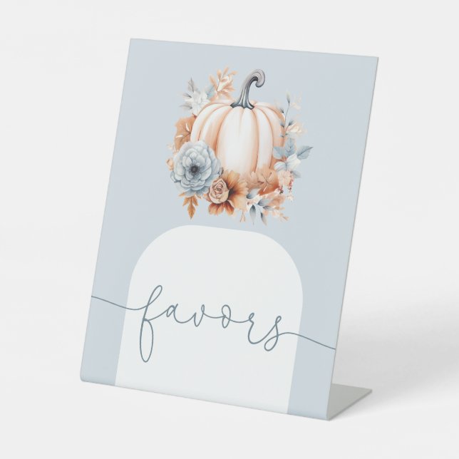 A Little Pumpkin Fall Baby Shower  Favors Pedestal Sign (Front)