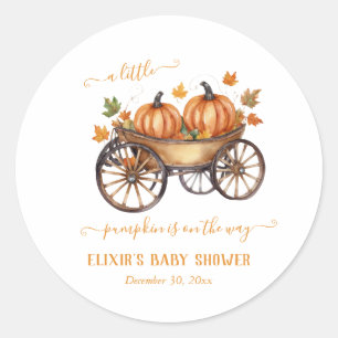 A Little Pumpkin Fall Baby Shower Gender Neutral Classic Round Sticker