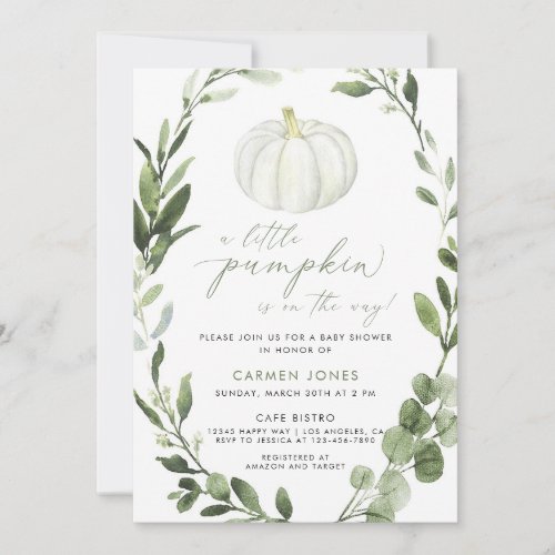 A Little Pumpkin Fall Baby Shower Gender Neutral Invitation