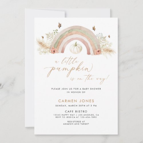 A Little Pumpkin Fall Baby Shower Gender Neutral Invitation