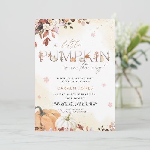 A Little Pumpkin Fall Baby Shower Gender Neutral Invitation