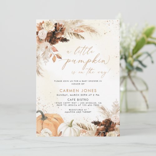 A Little Pumpkin Fall Baby Shower Gender Neutral Invitation