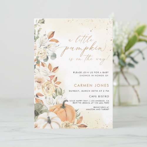 A Little Pumpkin Fall Baby Shower Gender Neutral Invitation