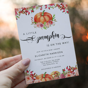 A Little Pumpkin Fall Baby Shower Gender Neutral Invitation