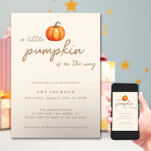 A Little Pumpkin Fall Baby Shower Gender Neutral Invitation